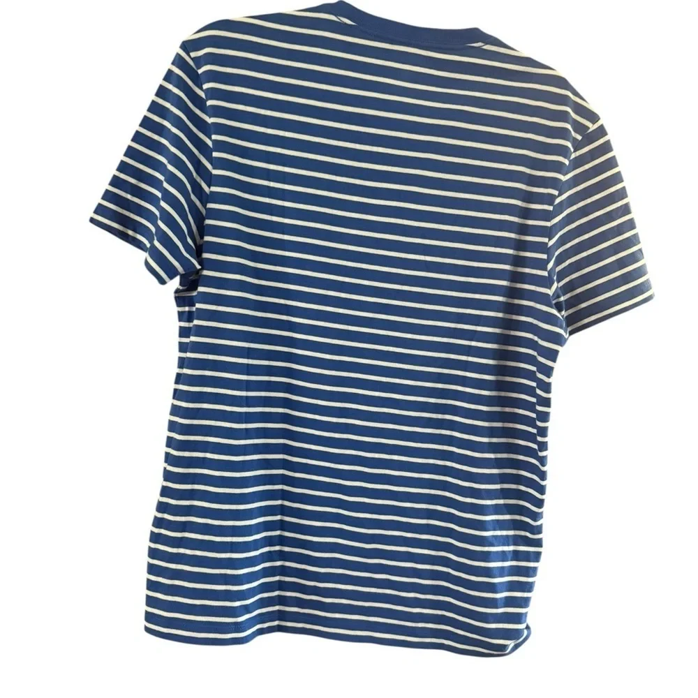J Crew Blue and White Striped Short Sleeve Tee